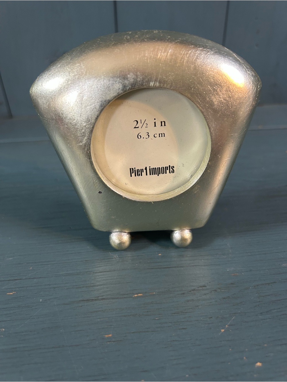 Vintage Pier 1 Imports Brushed Metallic Silver Round-Opening Table Frame | NOS